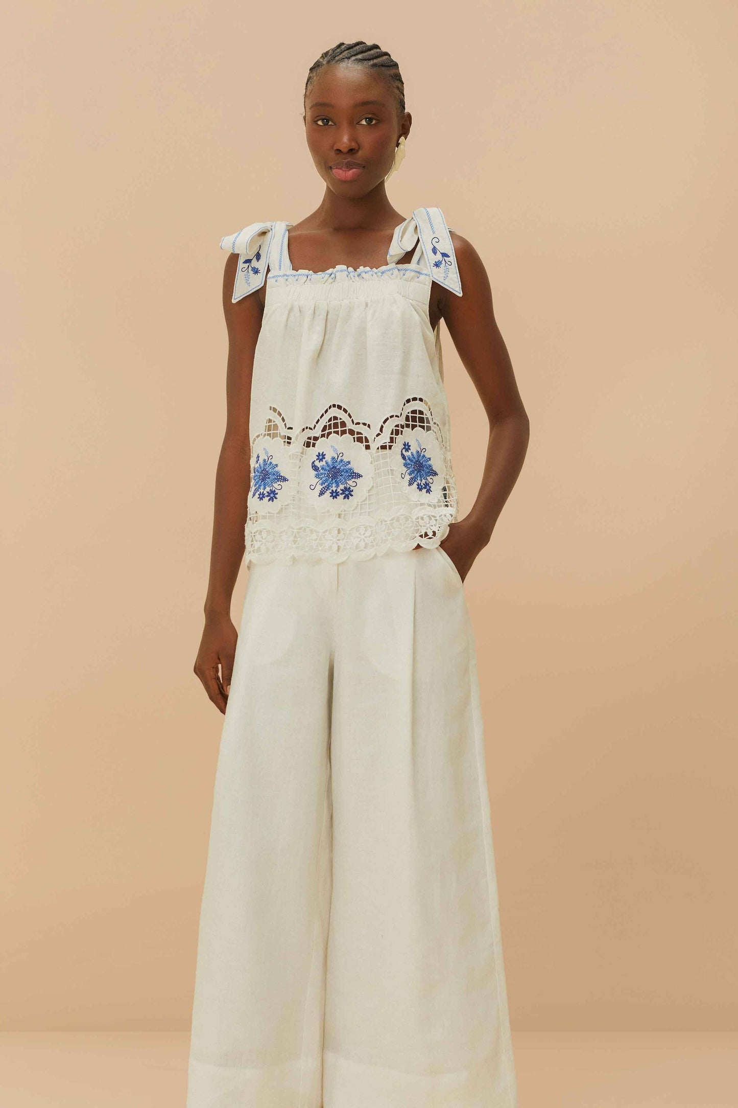 Pantalones de cintura alta de lino premium Euroflax™ de Off-White
