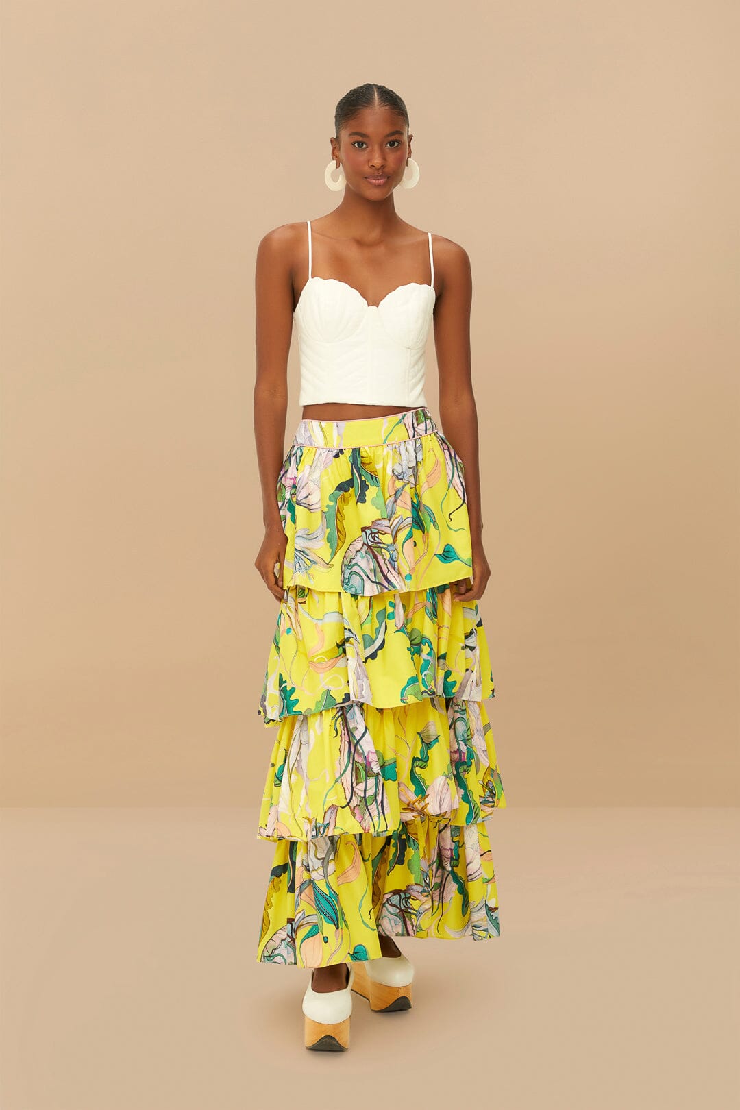 Off-White Shell Crop Top sin mangas