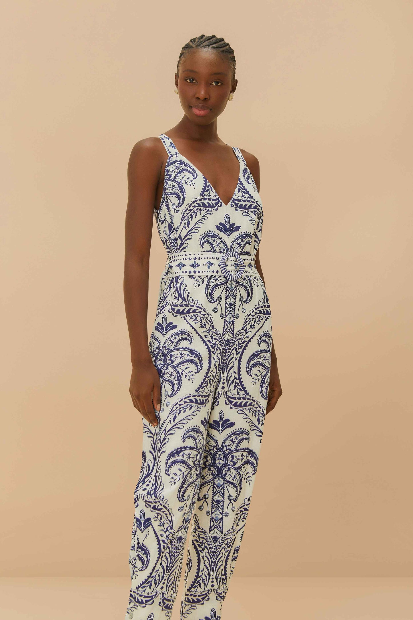 Off-White Tropical Cameo LENZING™ ECOVERO™ Euroflax™ Jumpsuit