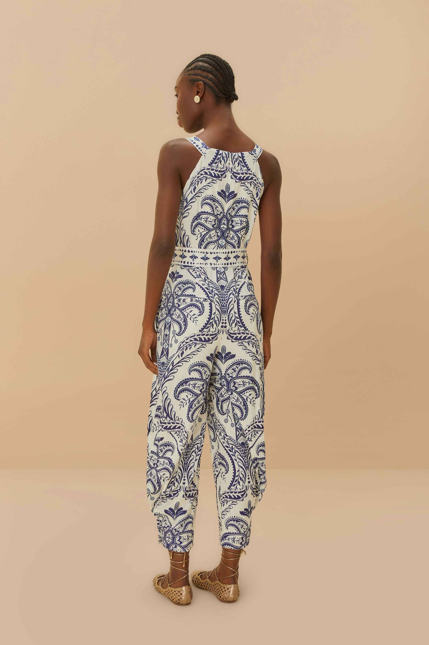 Off-White Tropical Cameo LENZING™ ECOVERO™ Euroflax™ Jumpsuit