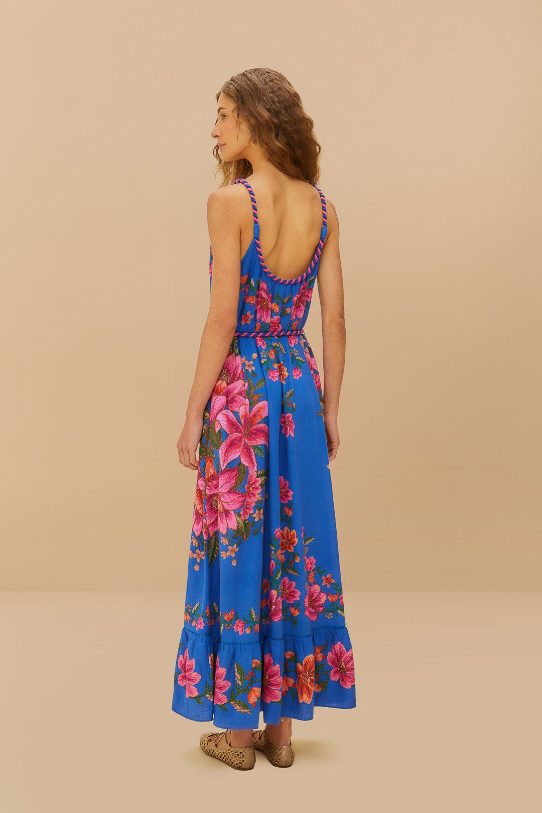 Bufanda de frutas de verano azul LENZING™ ECOVERO™ Euroflax™ Maxi Vestido
