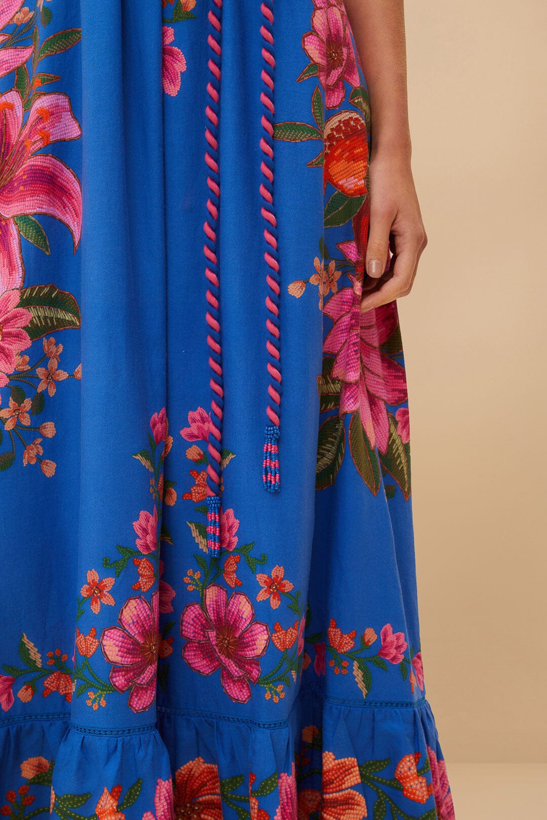 Bufanda de frutas de verano azul LENZING™ ECOVERO™ Euroflax™ Maxi Vestido