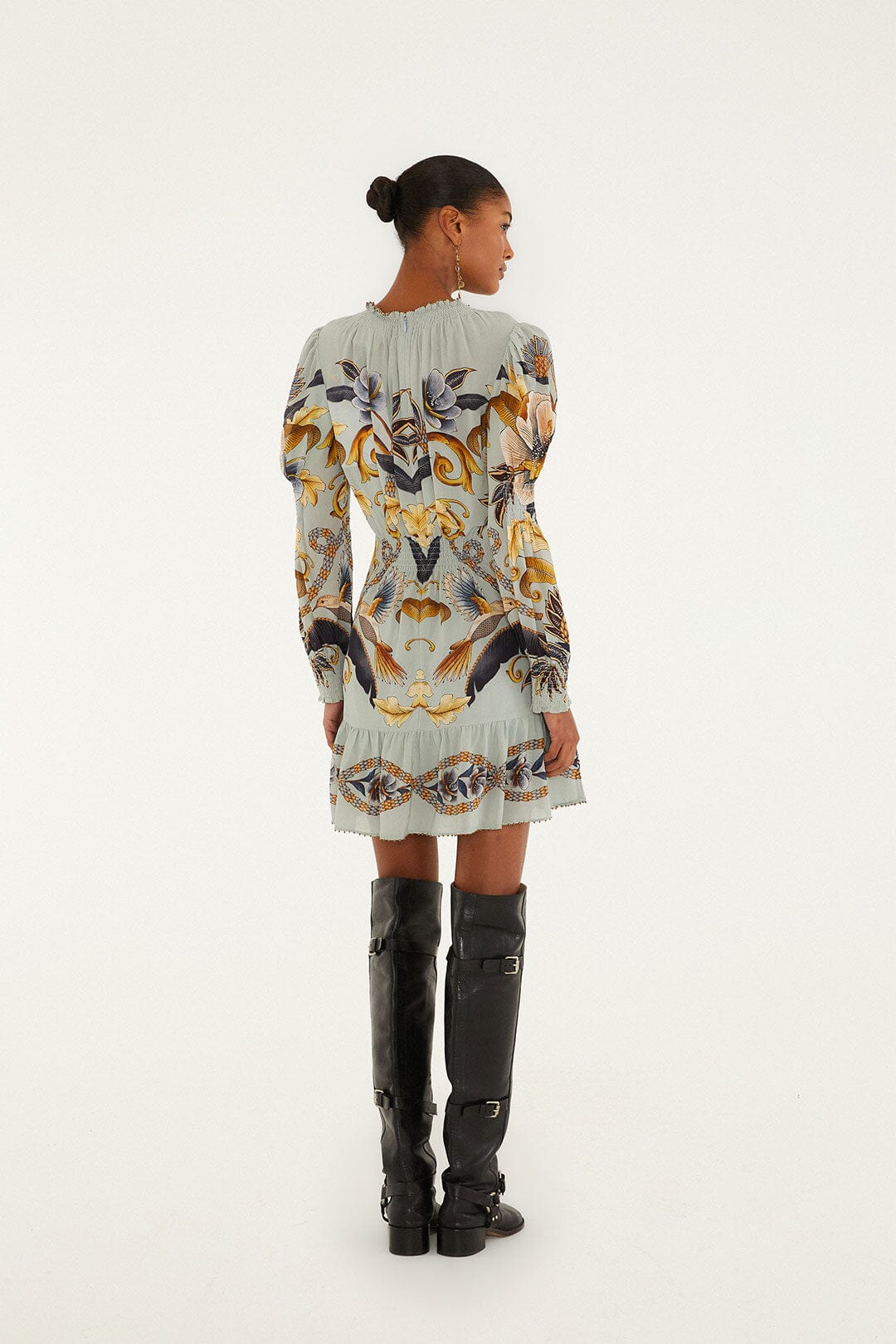 snake gardenblue long slee vemini dress