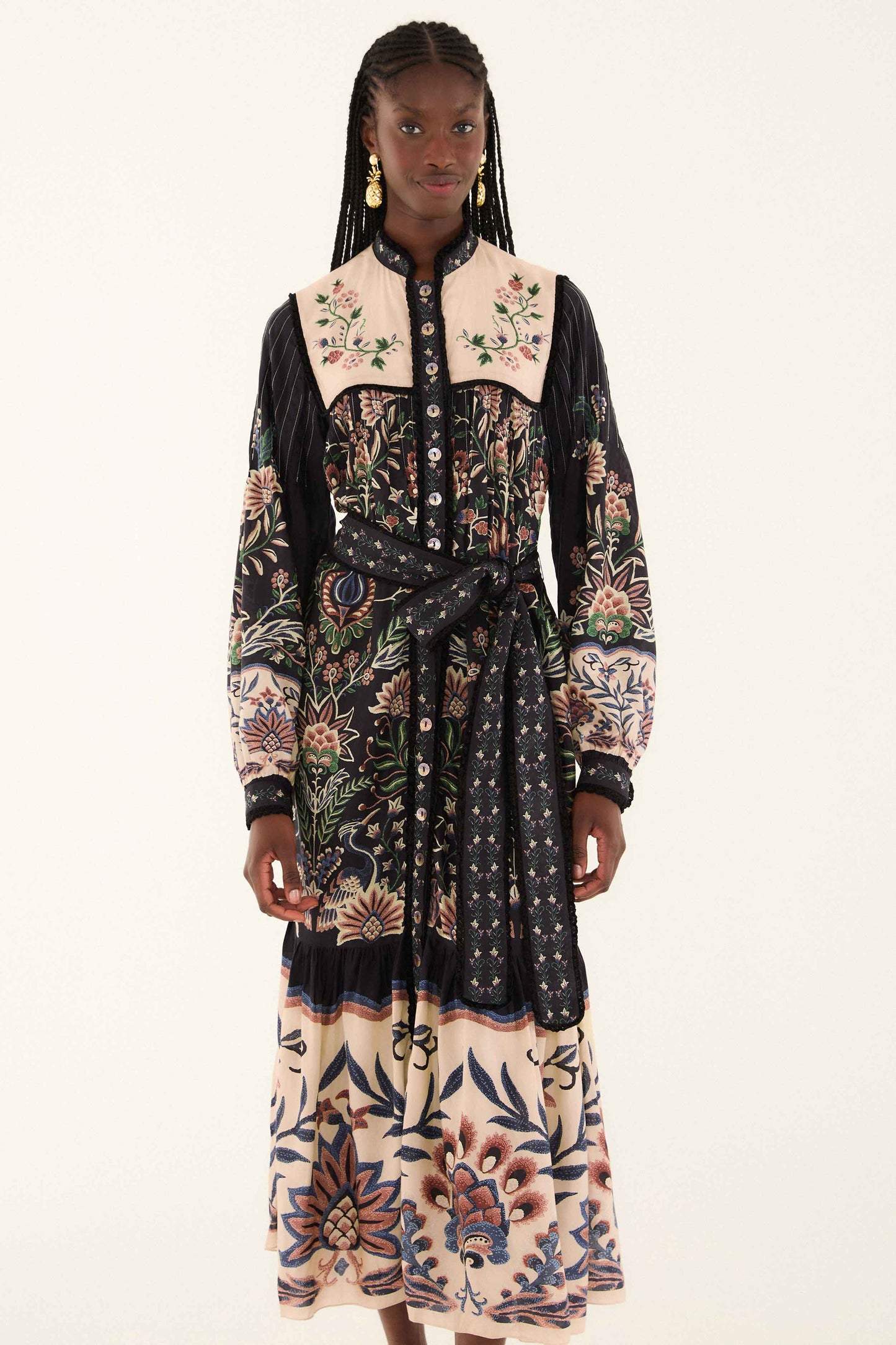 marvelous garden black long sleeve maxi dress