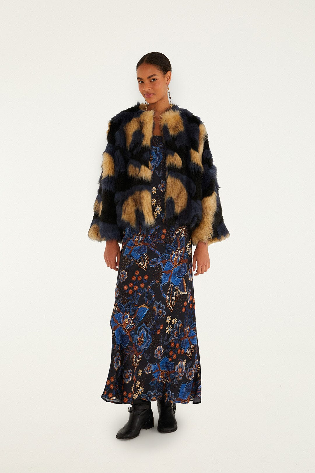 fur coat multicolor