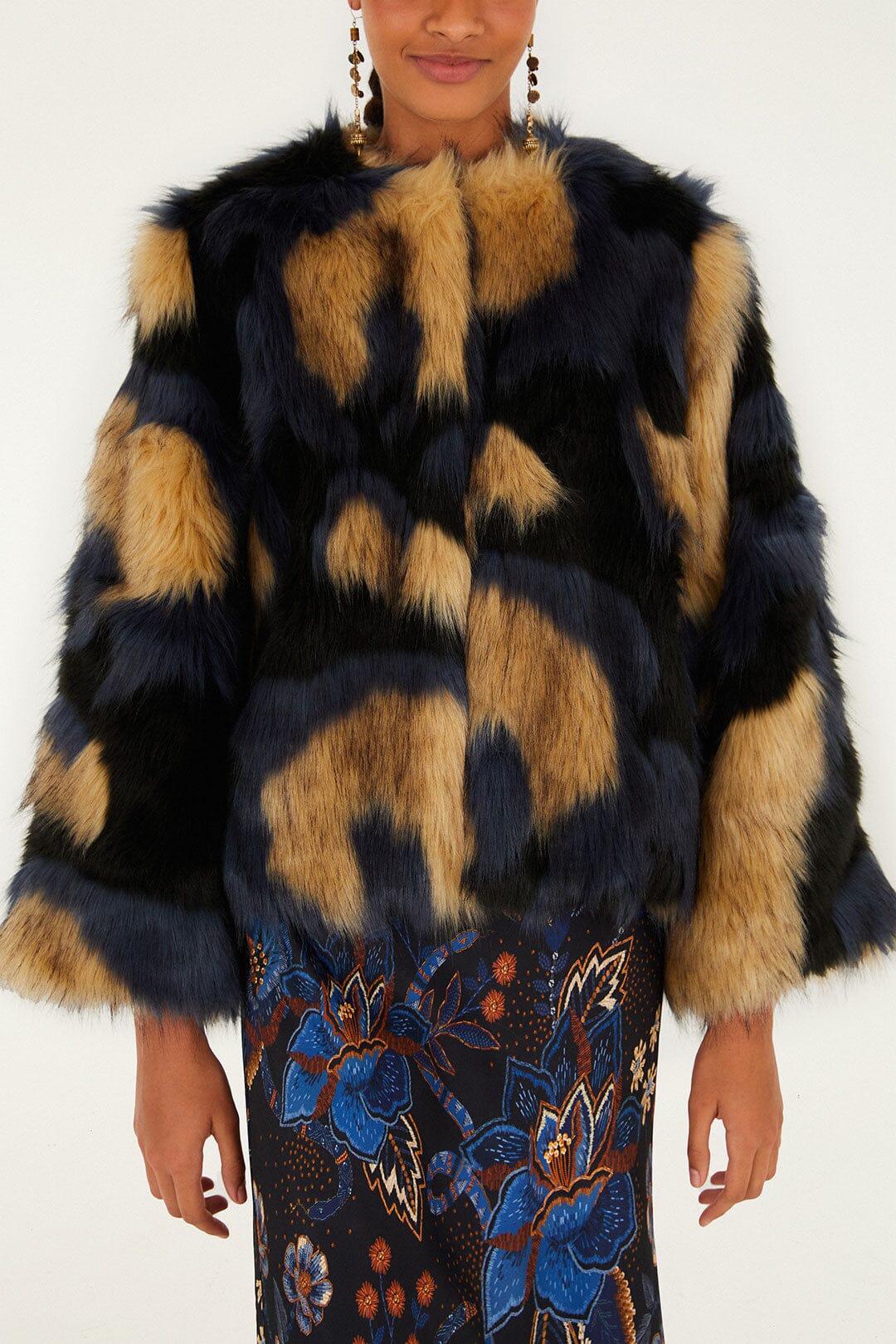 fur coat multicolor