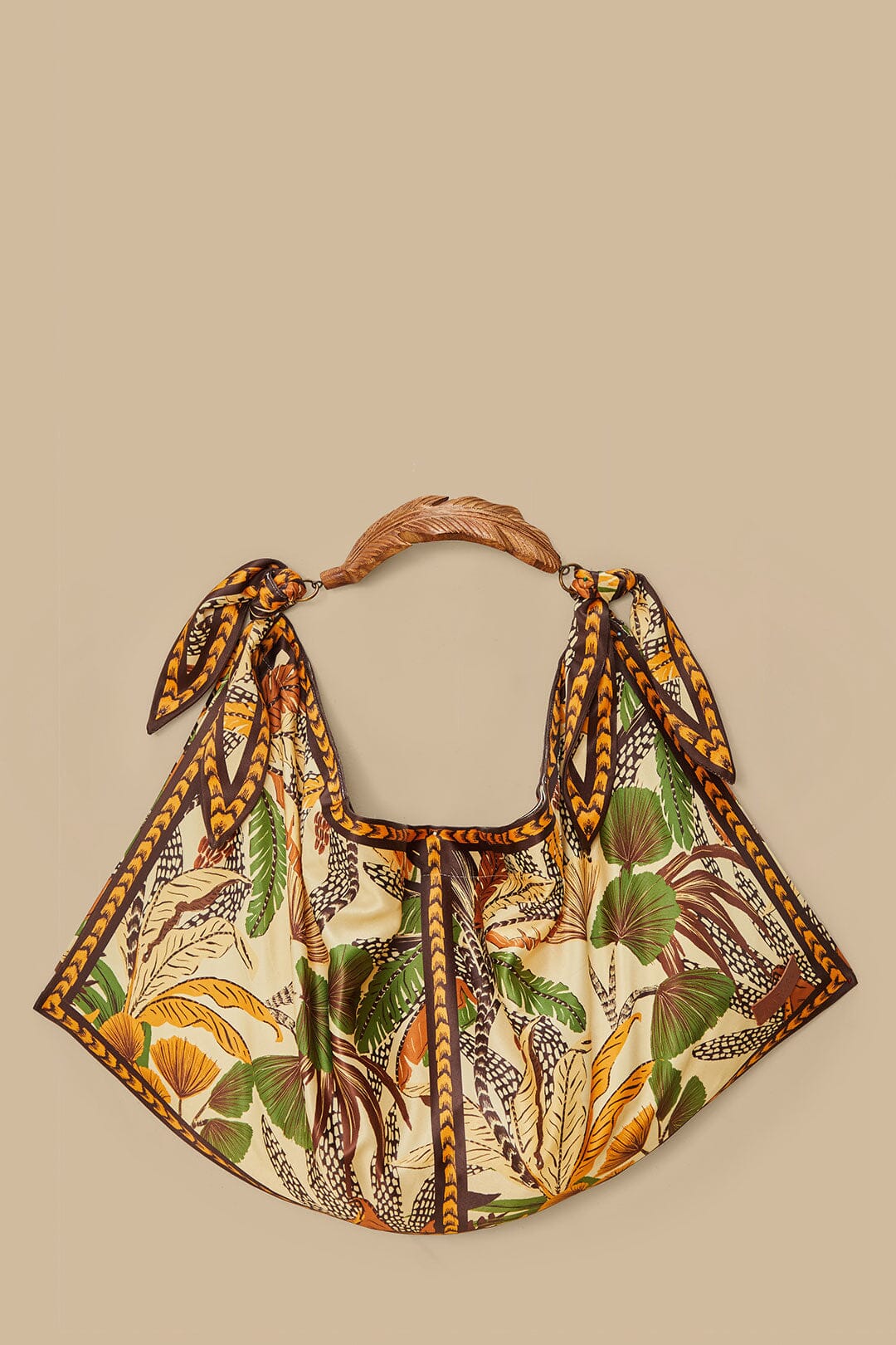 Bolso tote de pañuelo con estampado de follaje