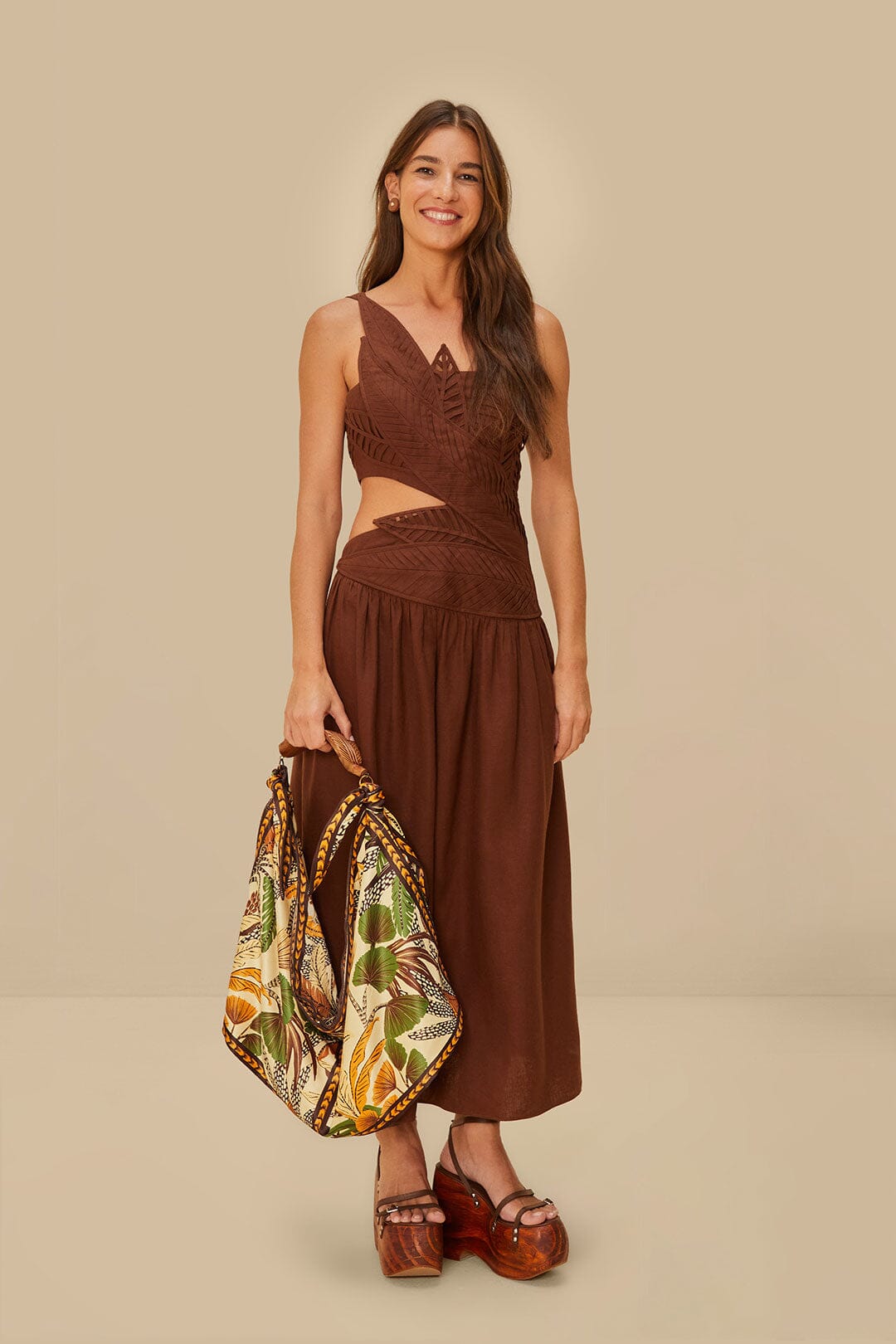 Bolso tote de pañuelo con estampado de follaje