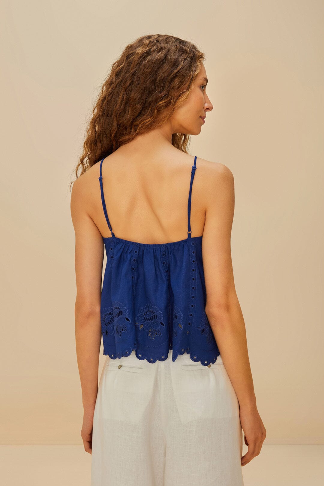 Blusa sin mangas Richelieu azul LENZING™ ECOVERO™ Euroflax™