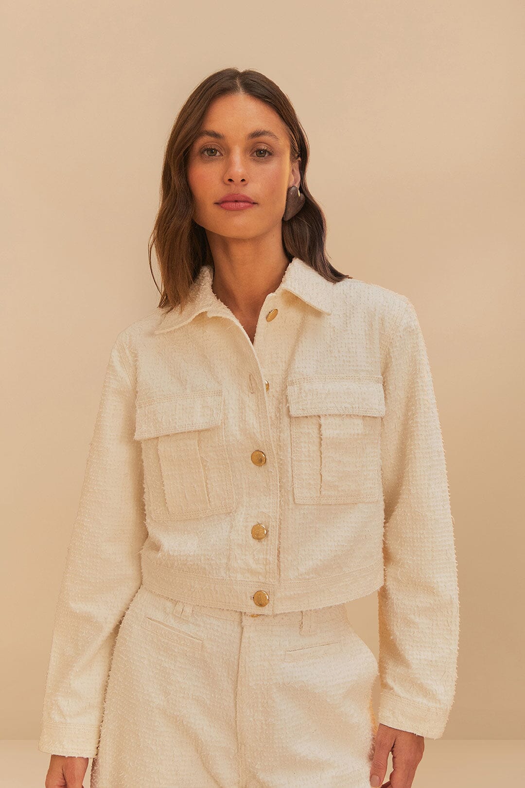 Chaqueta Off-White Twill Laser Crop