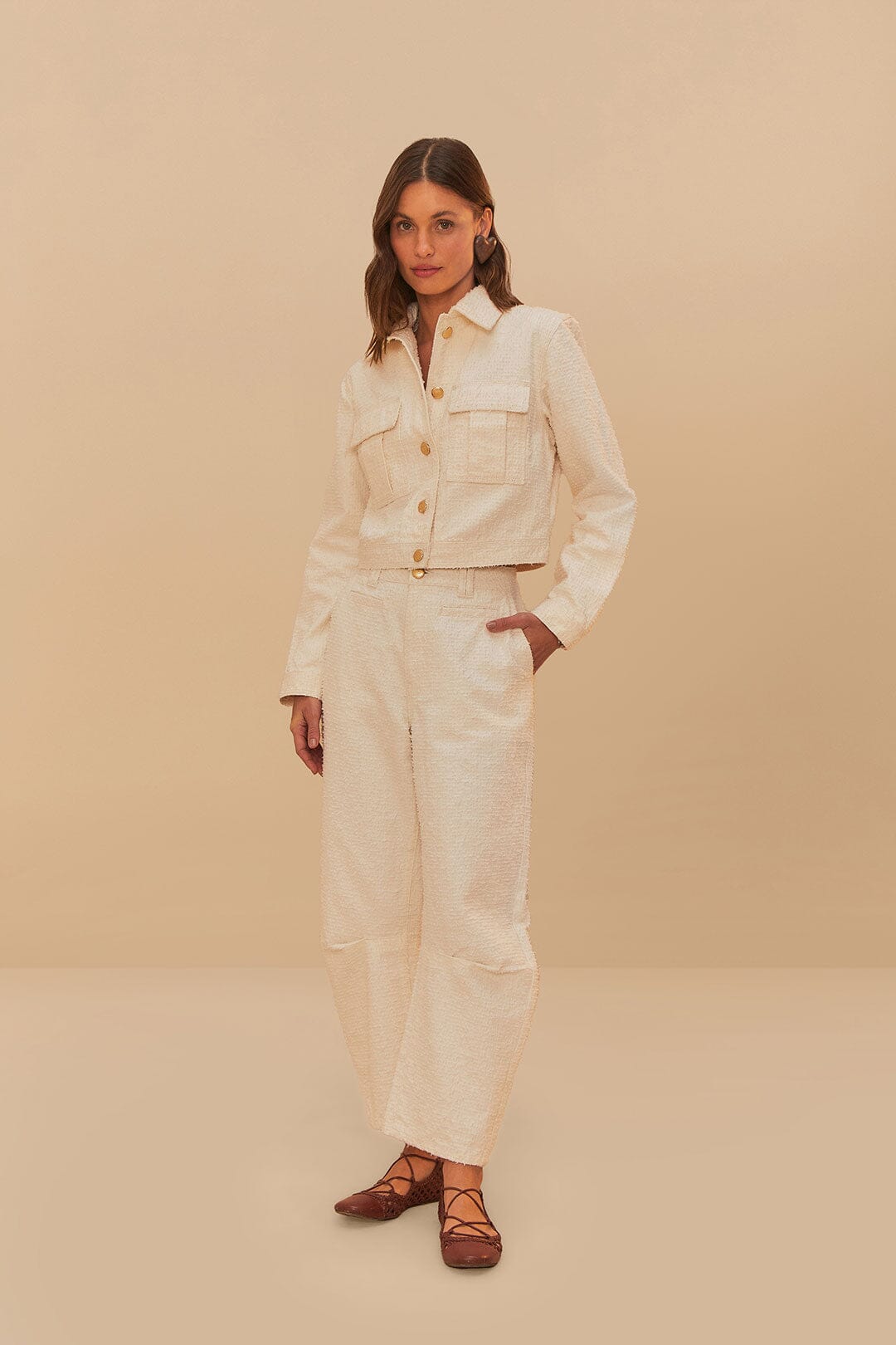 Chaqueta Off-White Twill Laser Crop