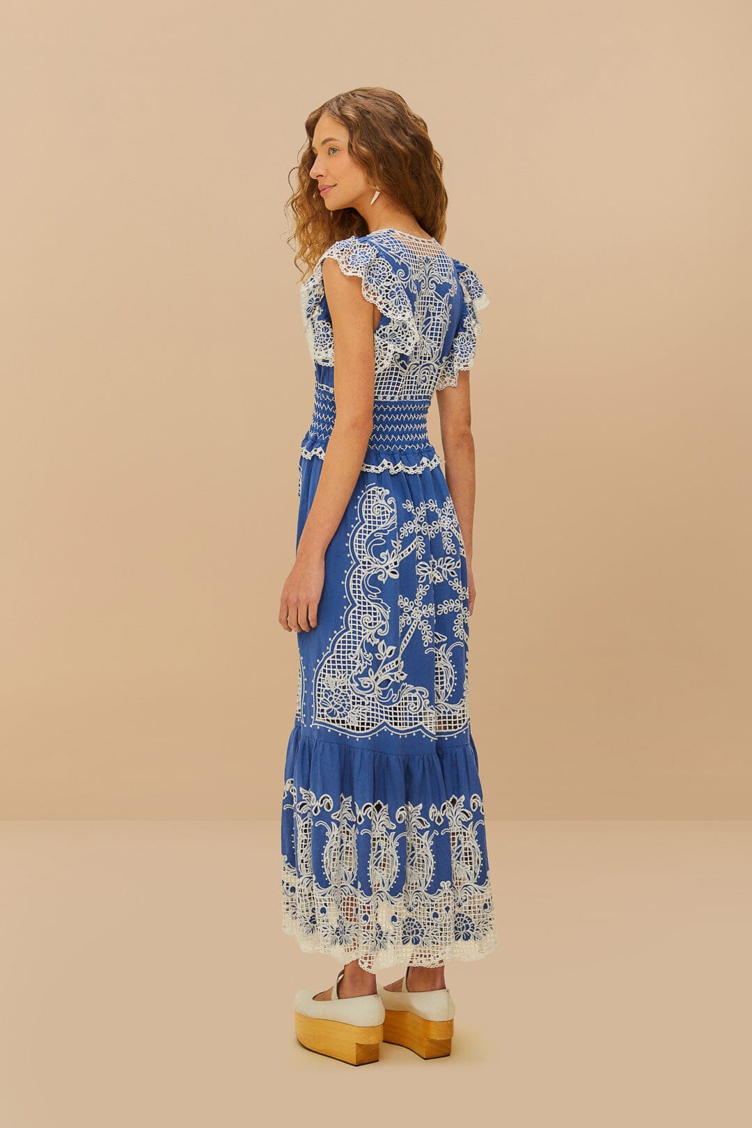Richelieu romántico azul LENZING™ ECOVERO™ Euroflax™ Maxi Vestido