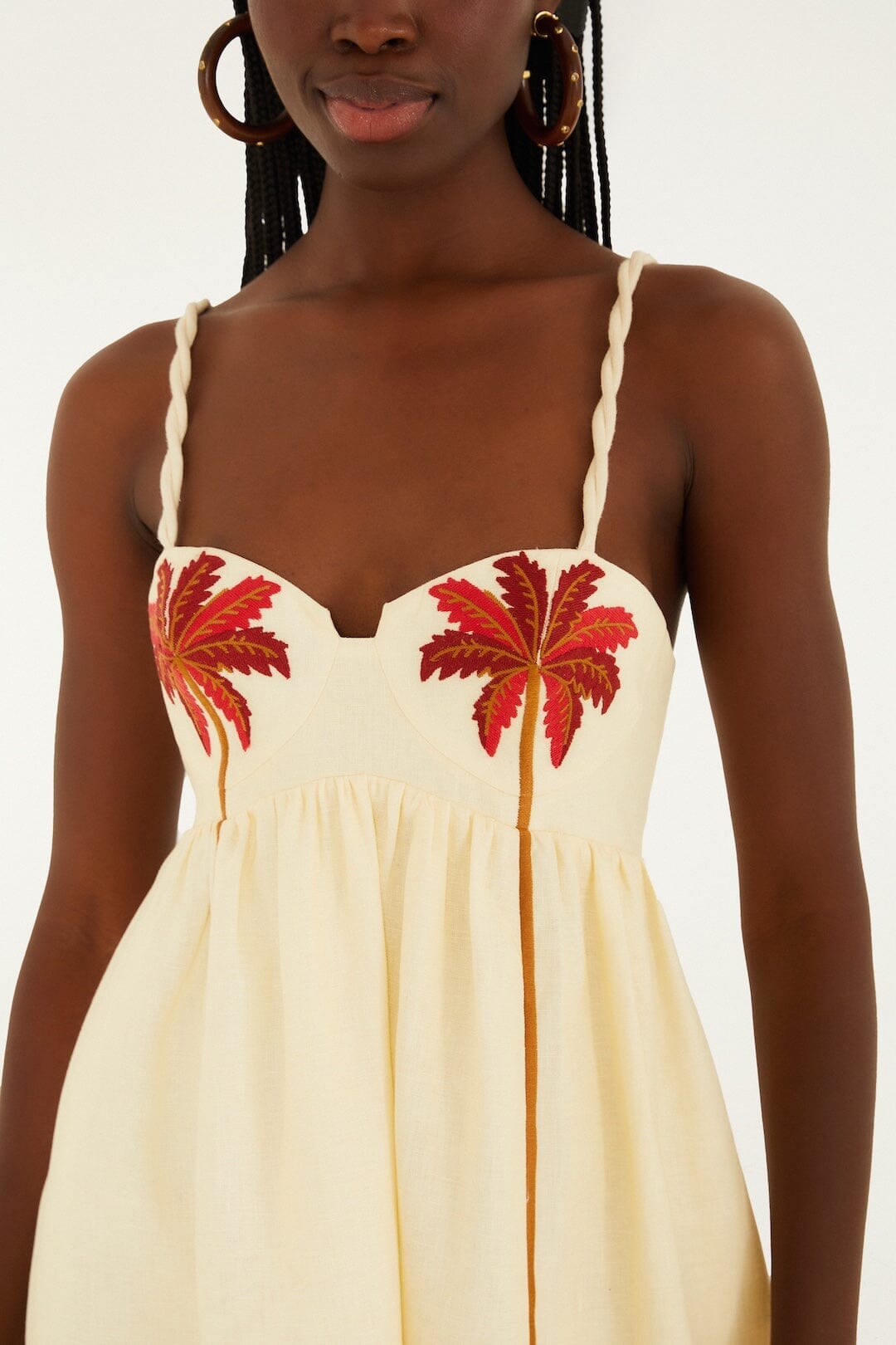 coconut tree embroidered mini dress