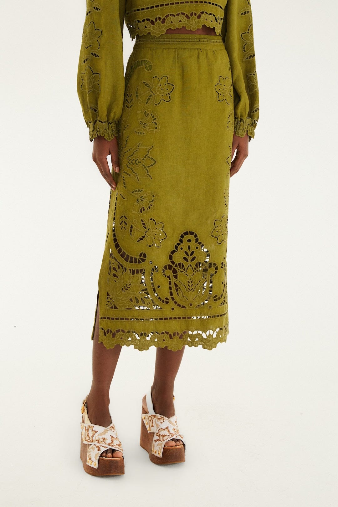 majestic garden green richelieu skirt