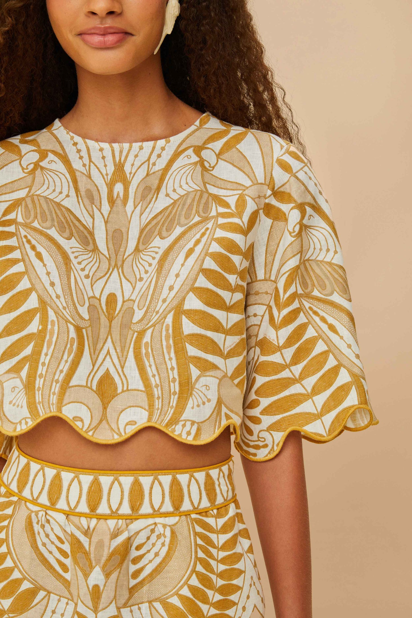 Blusa de encaje blanco roto Nature Euroflax™ de lino de primera calidad