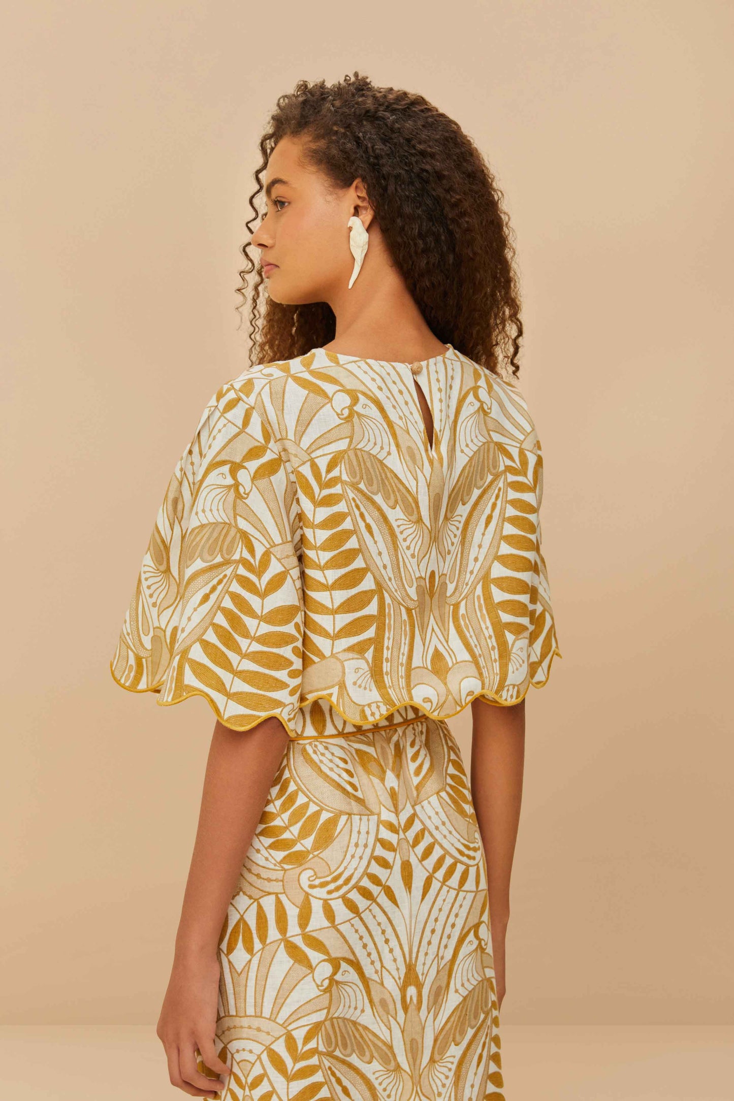Blusa de encaje blanco roto Nature Euroflax™ de lino de primera calidad