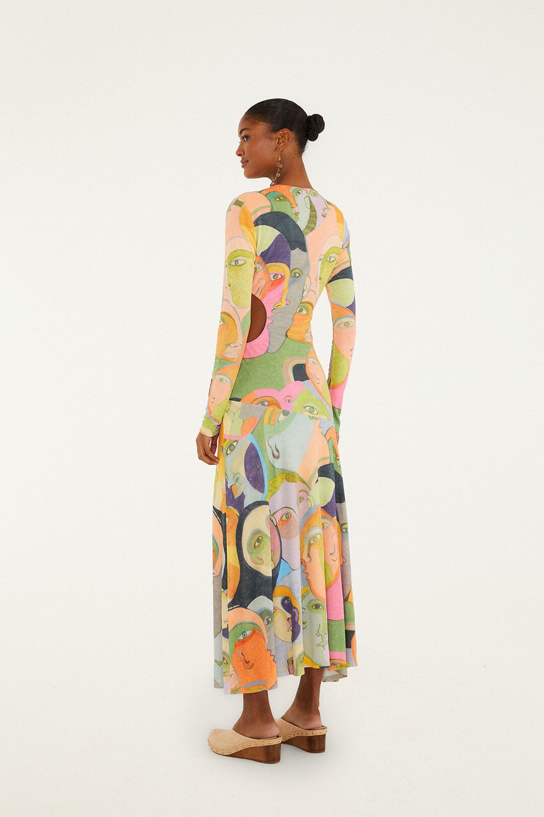 Ana Leovy Farm Rio Crowded Series Drawing Multicolor Long Sleeve Midi