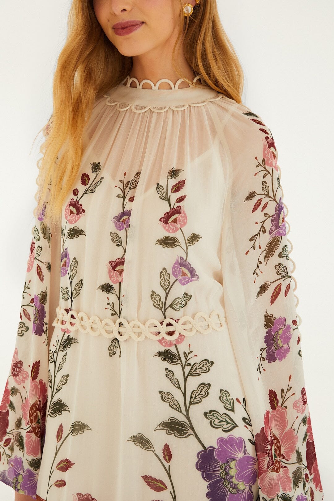 rococo flowers cream maxi dress