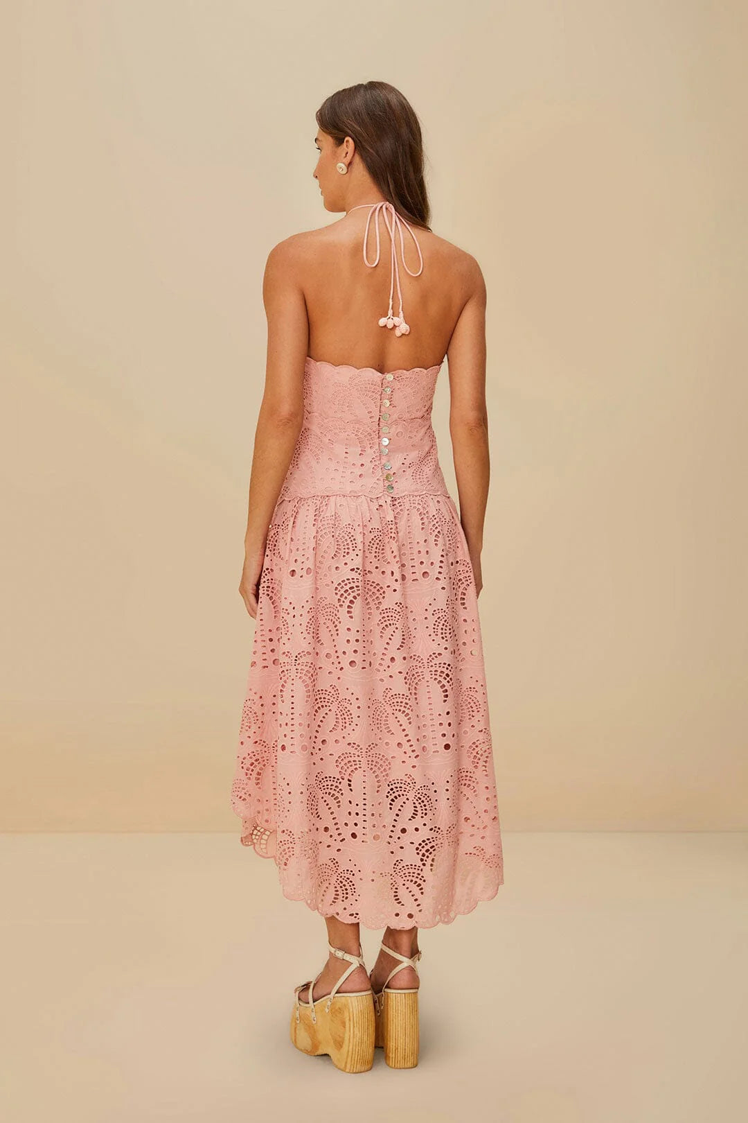 Vestido midi de palmeras rosa