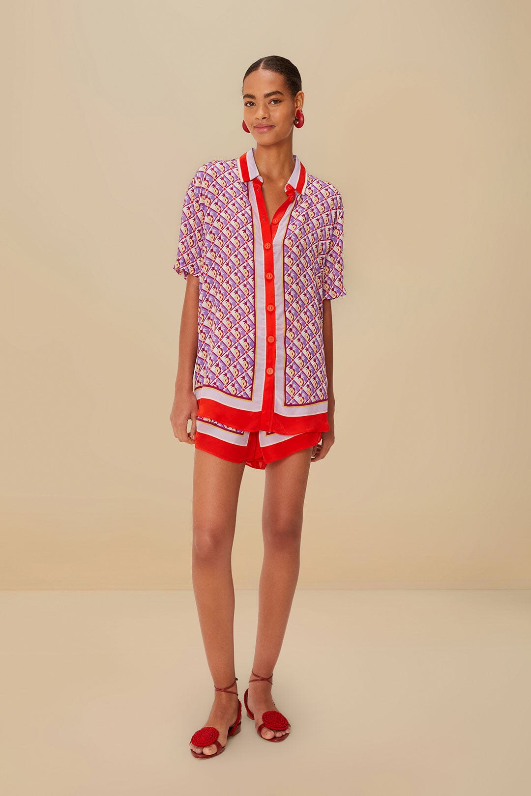 Camisa con estampado gráfico multicolor de piña