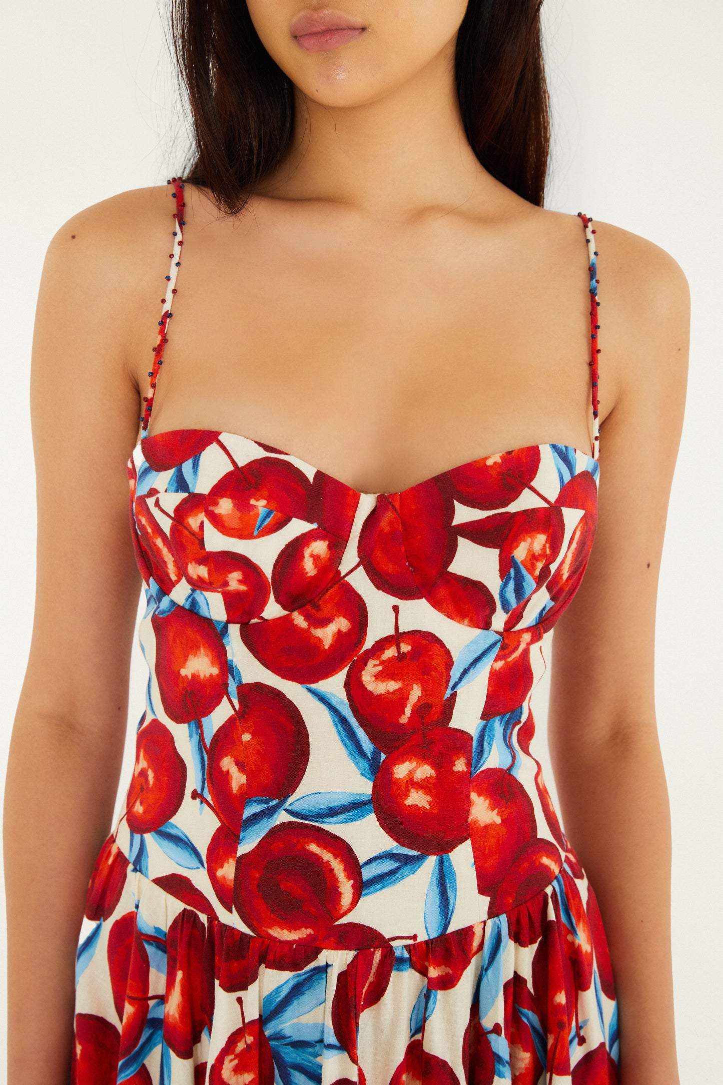vestido midi sin mangas con flor de cerezo