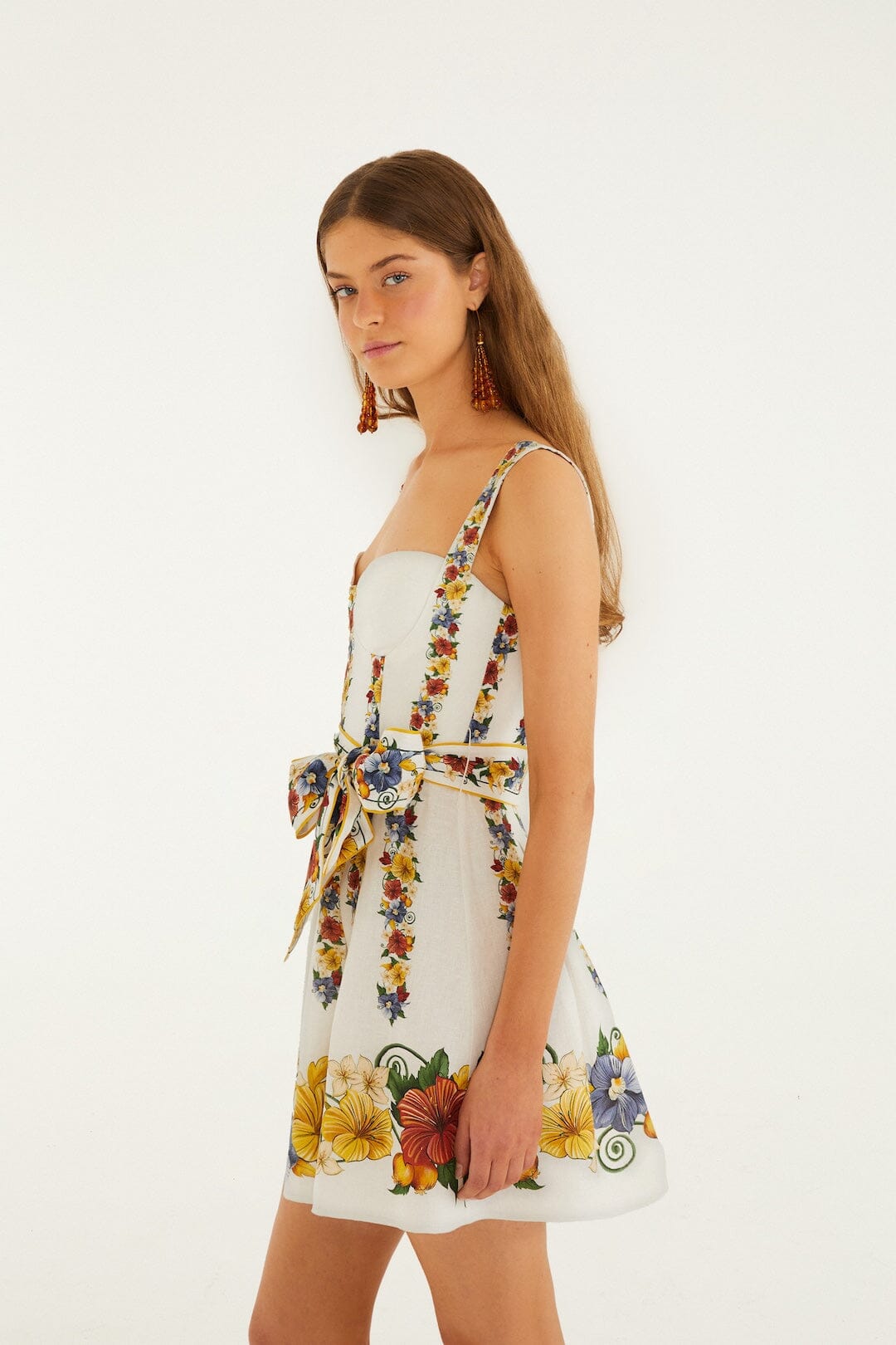 Vestido Mini Blanco Hueso Tropi con Cinturón