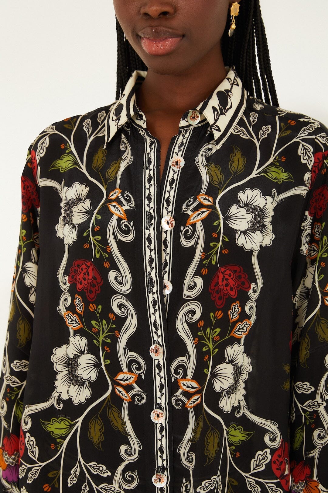 rococo flowers black shirt