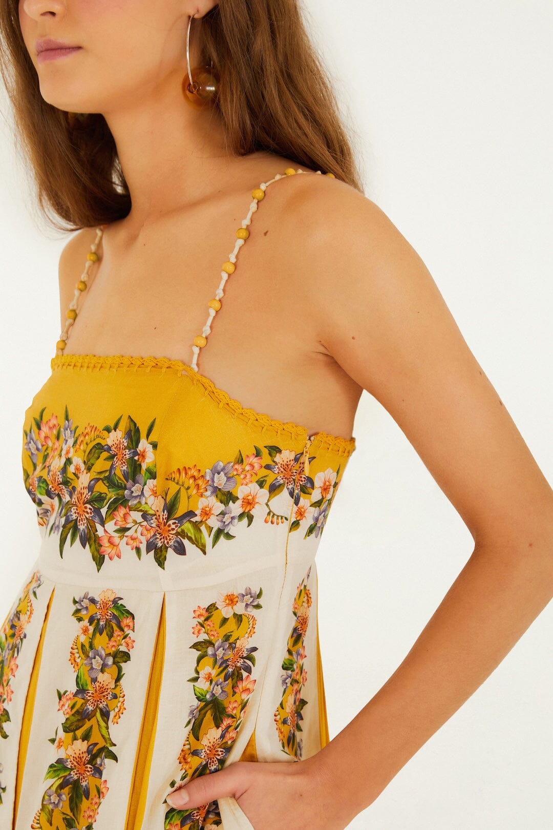 vestido largo hilo rayas arena