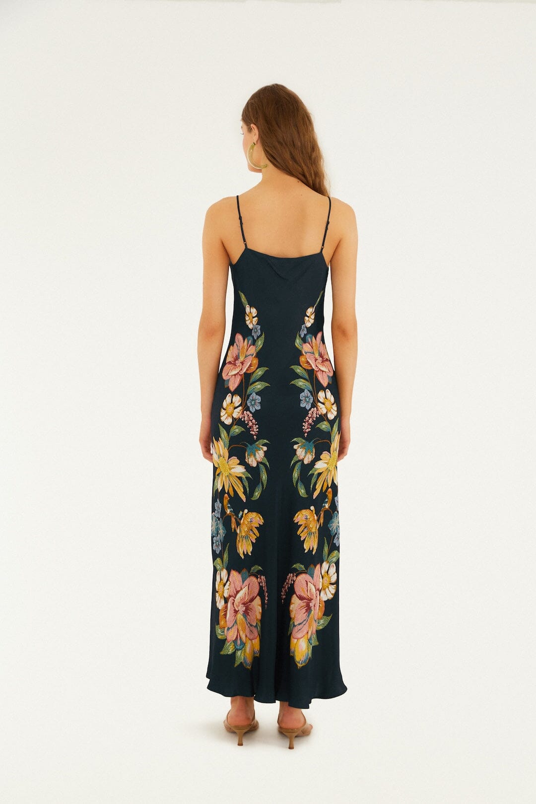 vestido largo azul oscuro floral maira