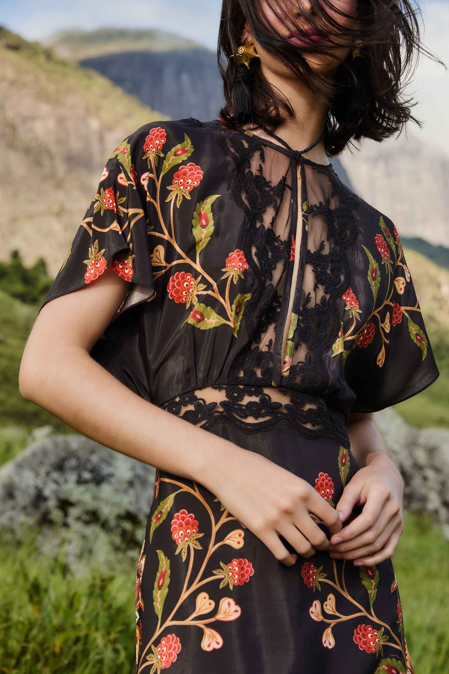 Mini Vestido Black Berry Garden