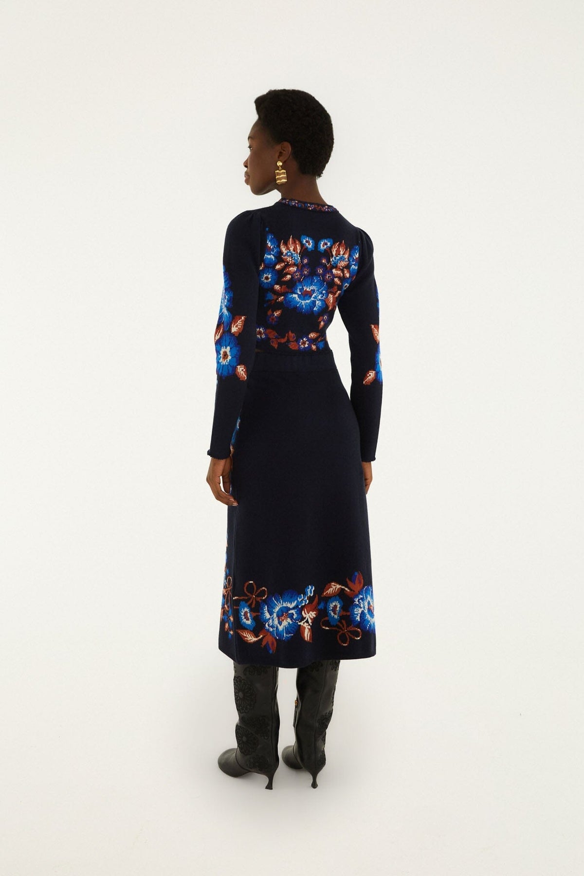 Falda midi de punto Bow Garden