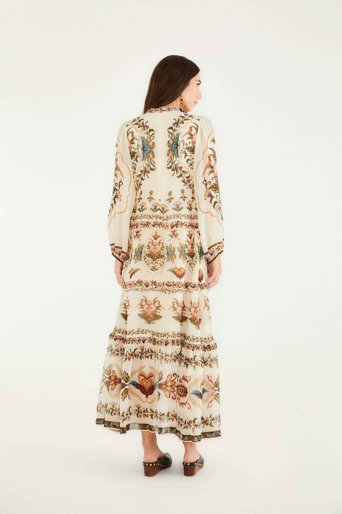 Maxi Vestido Majestic Hearts Crema