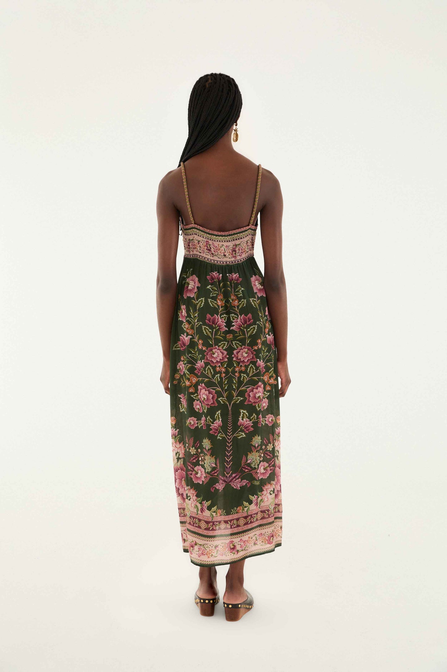 Vestido midi sin mangas Flowering Garden Tree verde