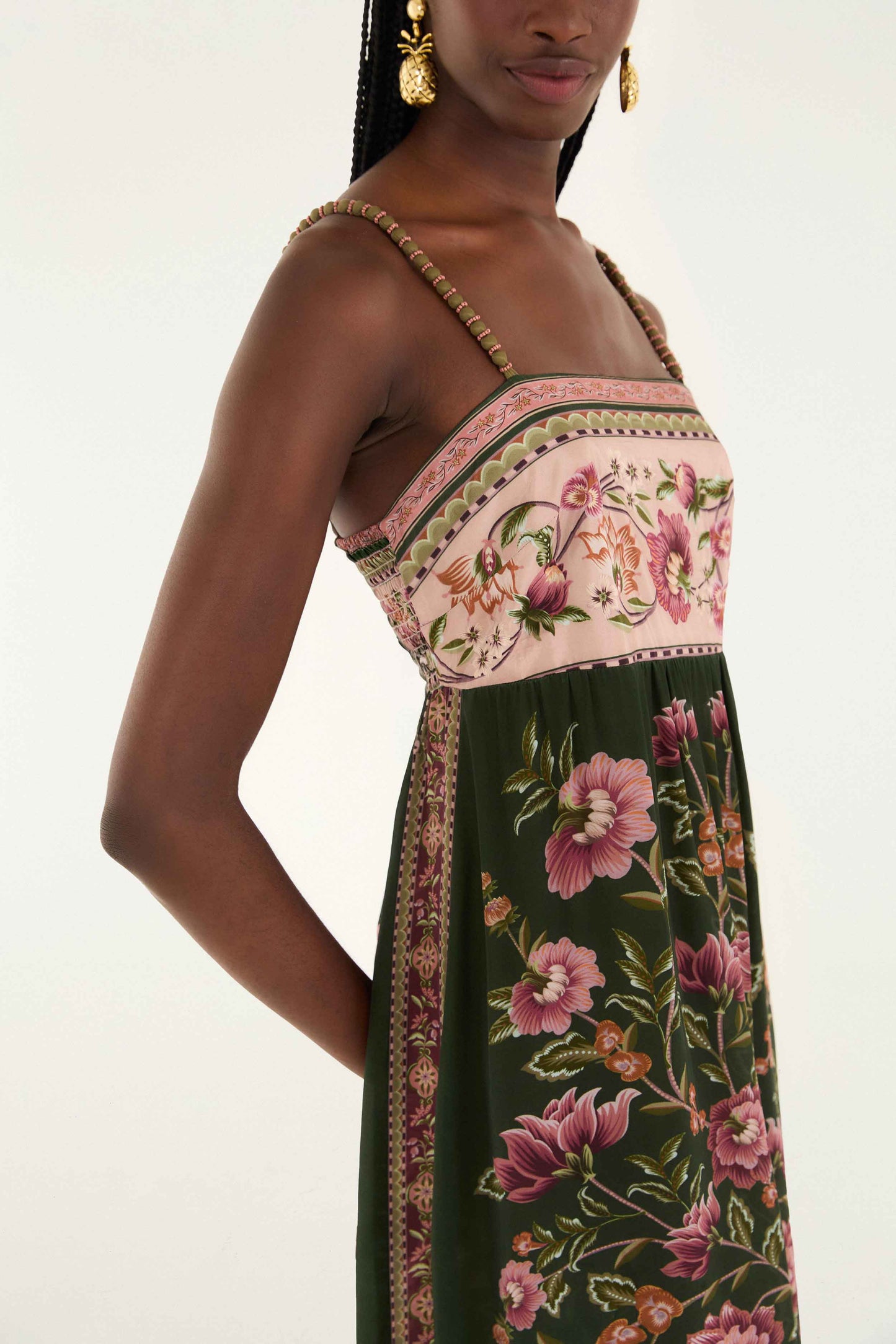 Vestido midi sin mangas Flowering Garden Tree verde