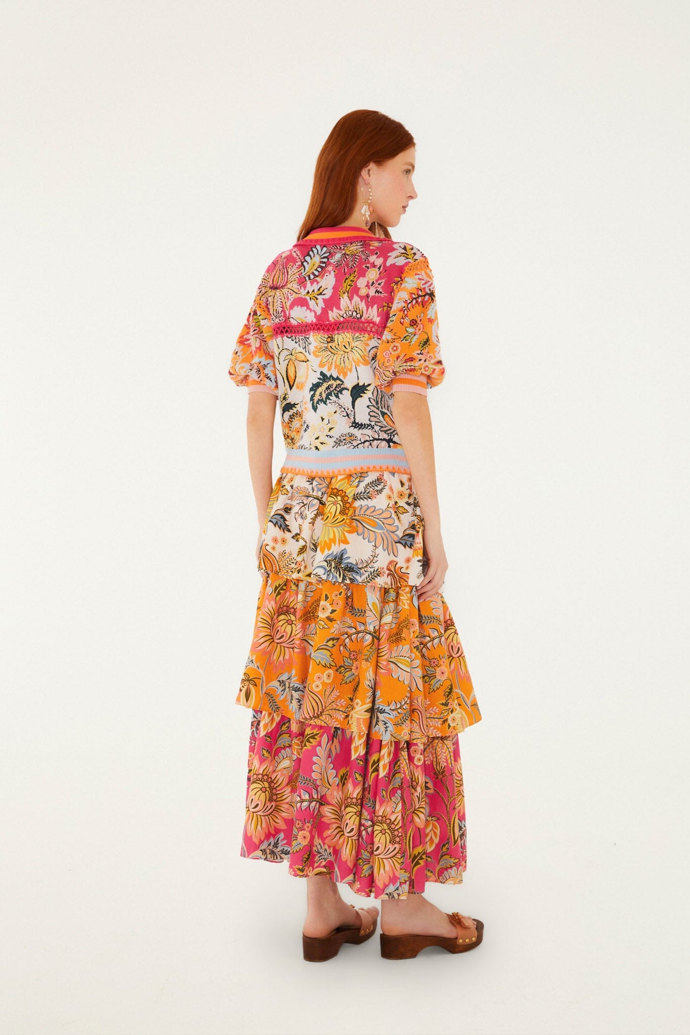 Falda Midi Multicolor Ligia Floral Mix con Capas