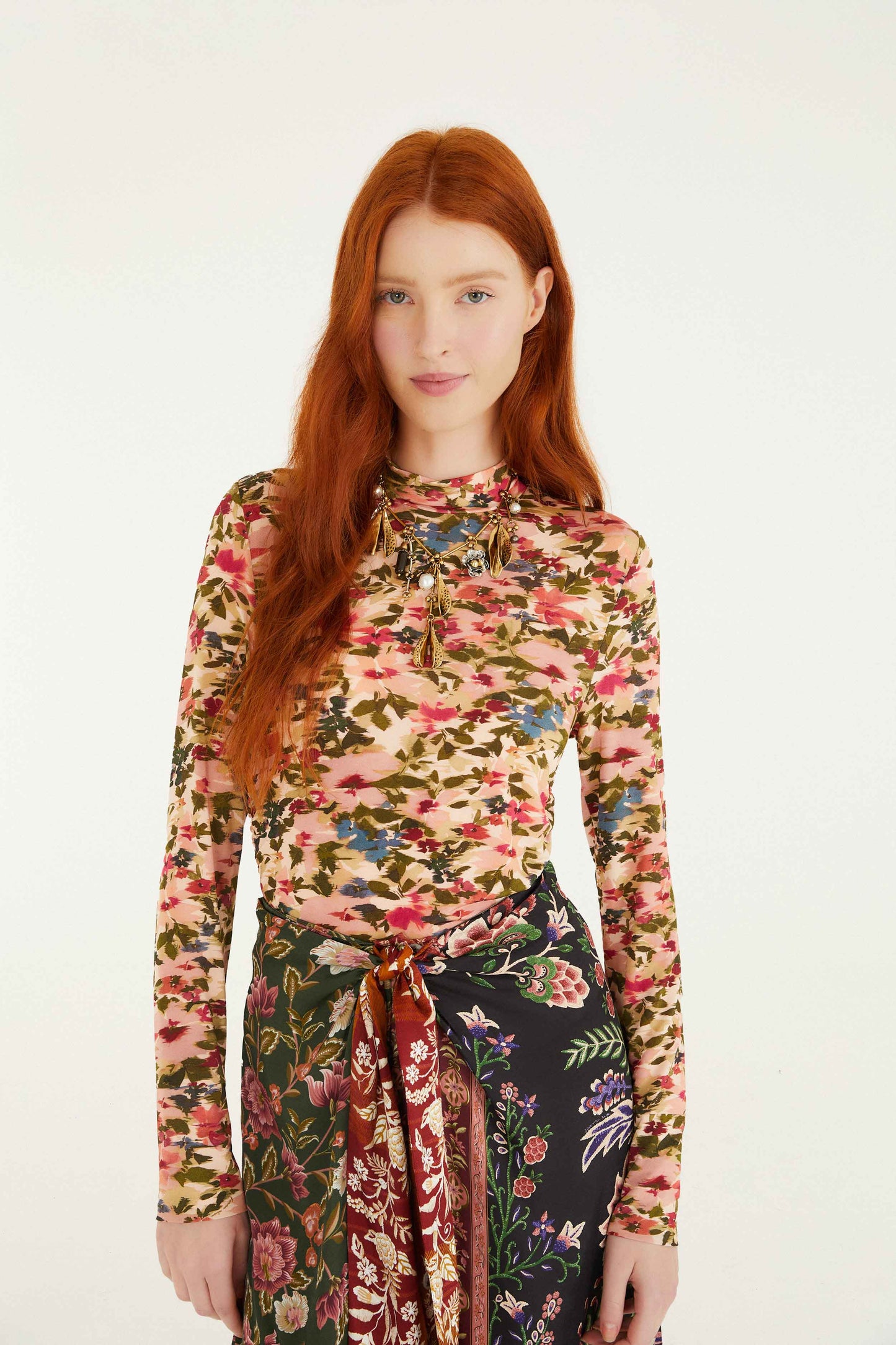 Blusa Ikat Tiny Flowers Rosa