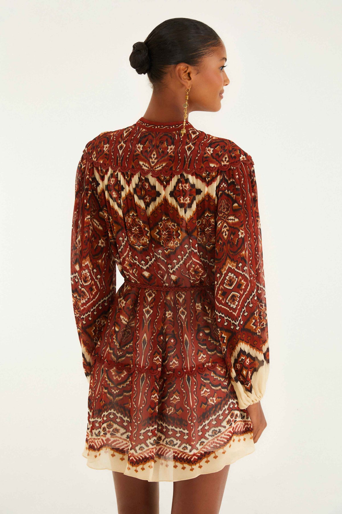 Mini Vestido Ainika Pineapple Tapestry Arena de Manga Larga