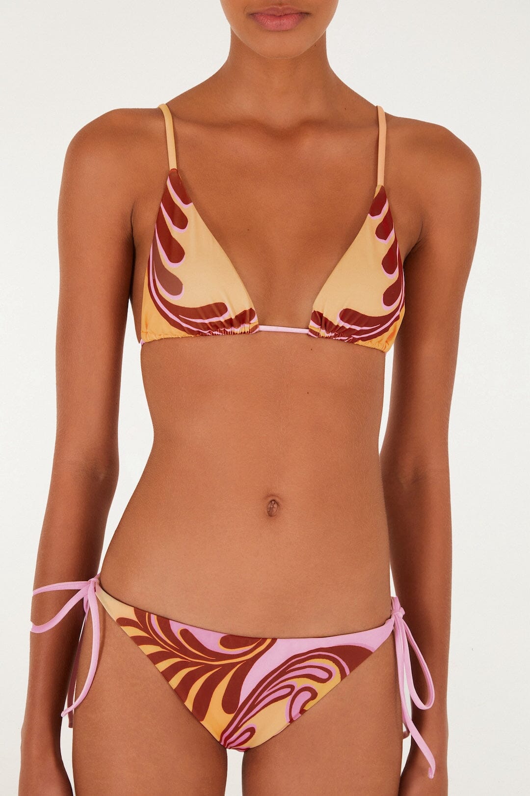 arabesc soft yellow triangle bikini top