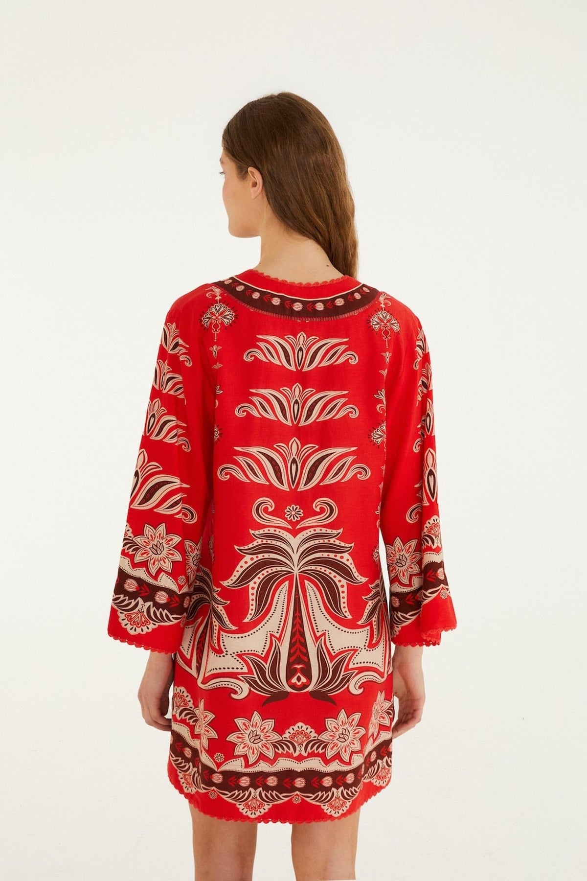 Vestido Mini Rojo Ainika Garden con Lazos Delanteros
