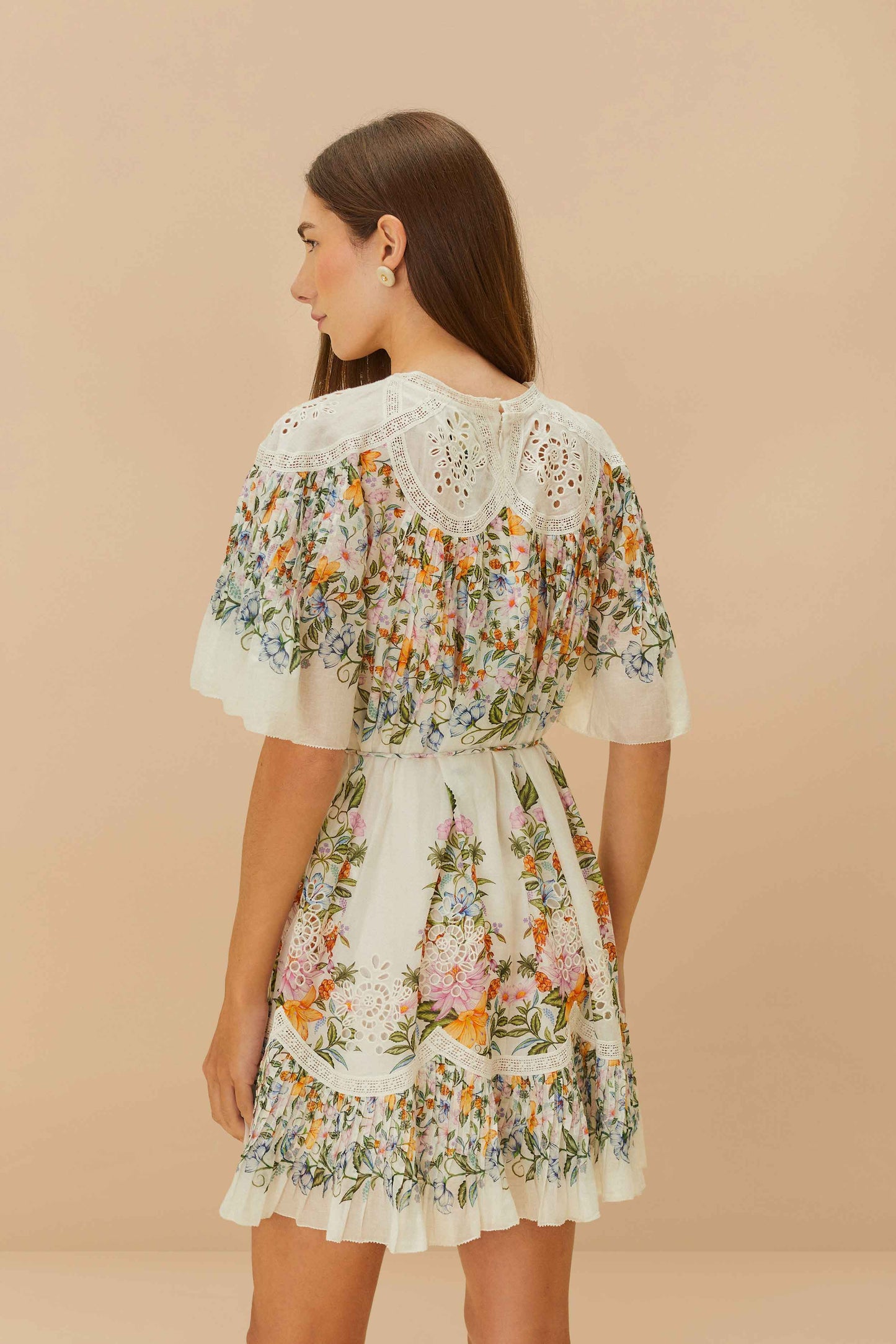 Mini Vestido Off-White Sweet Bloom Bouquet