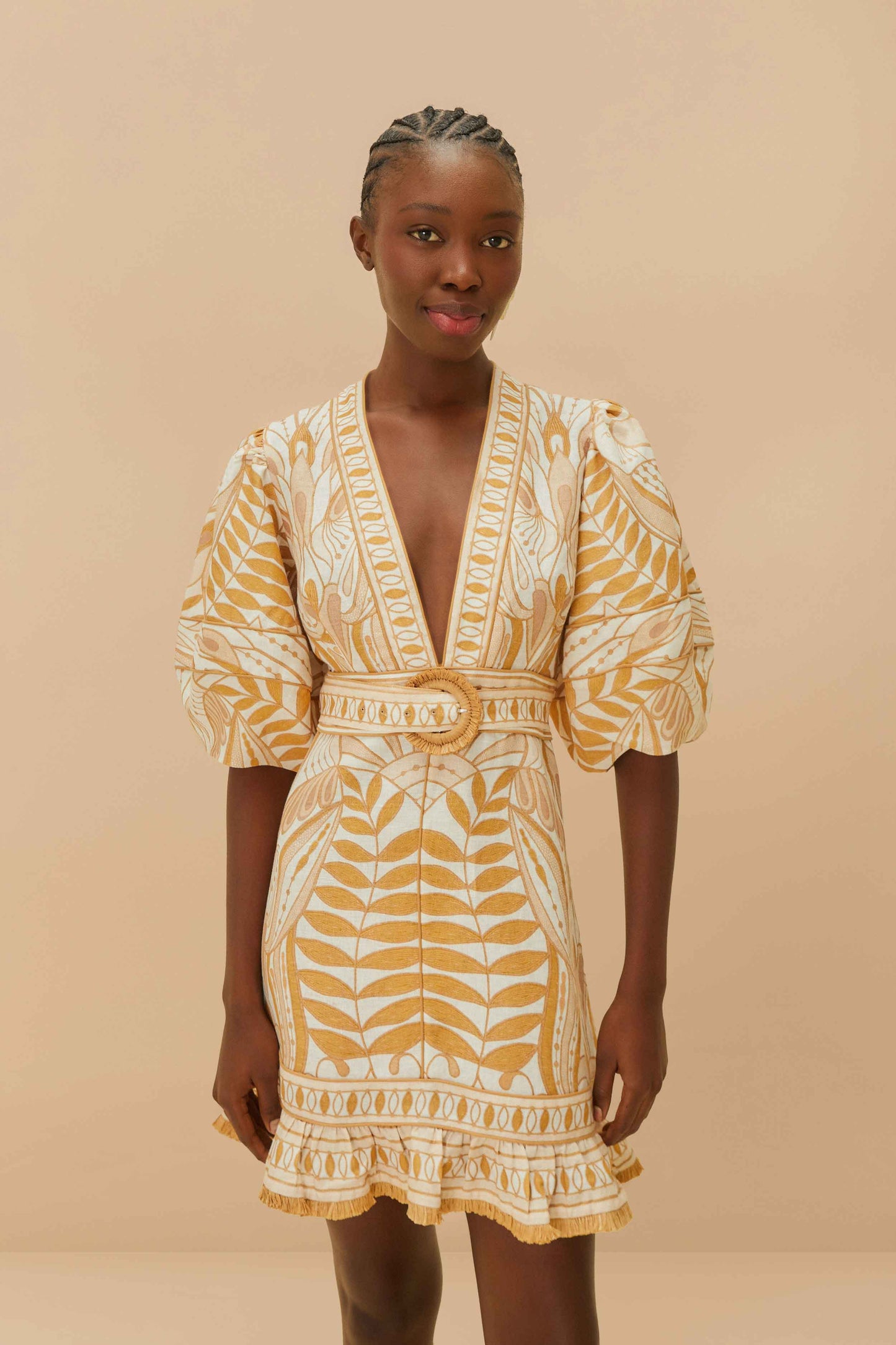 Minivestido de encaje blanco roto Nature LENZING™ ECOVERO™ Euroflax™.