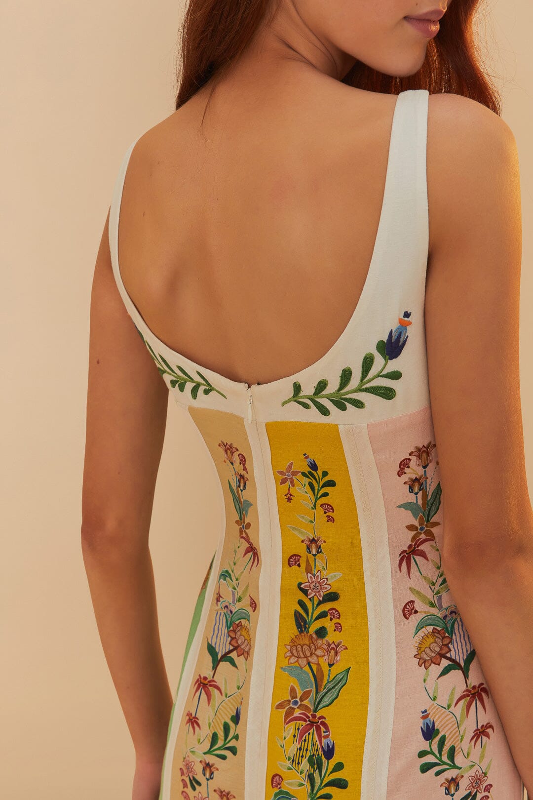 Multicolor Rayas florales delicadas LENZING™ ECOVERO™ Euroflax™ Maxi Vestido