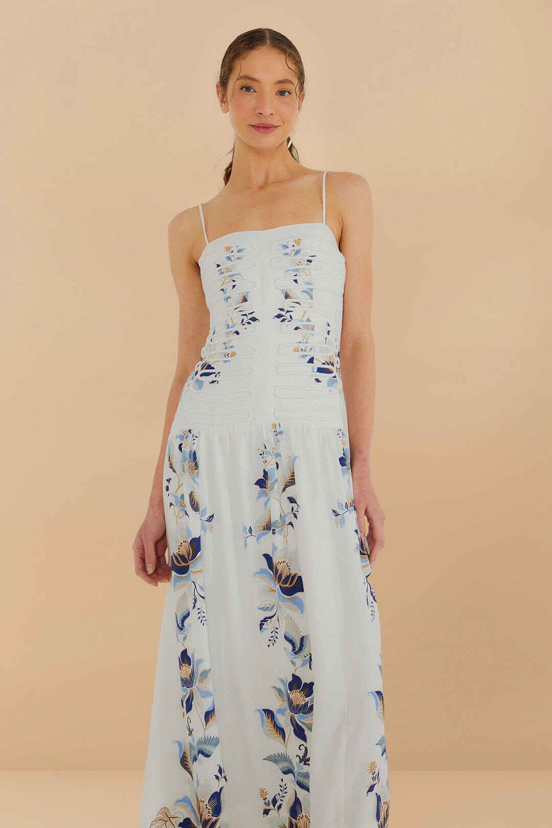 Off-White Mystic Blue Lotus Dreamscape LENZING™ ECOVERO™ Euroflax™ Midi Dress