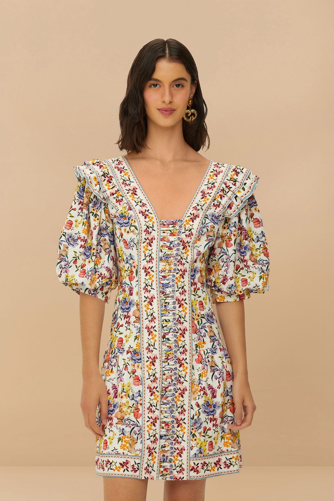 Mini vestido Off-White Greek Garden LENZING™ ECOVERO™ Euroflax™.