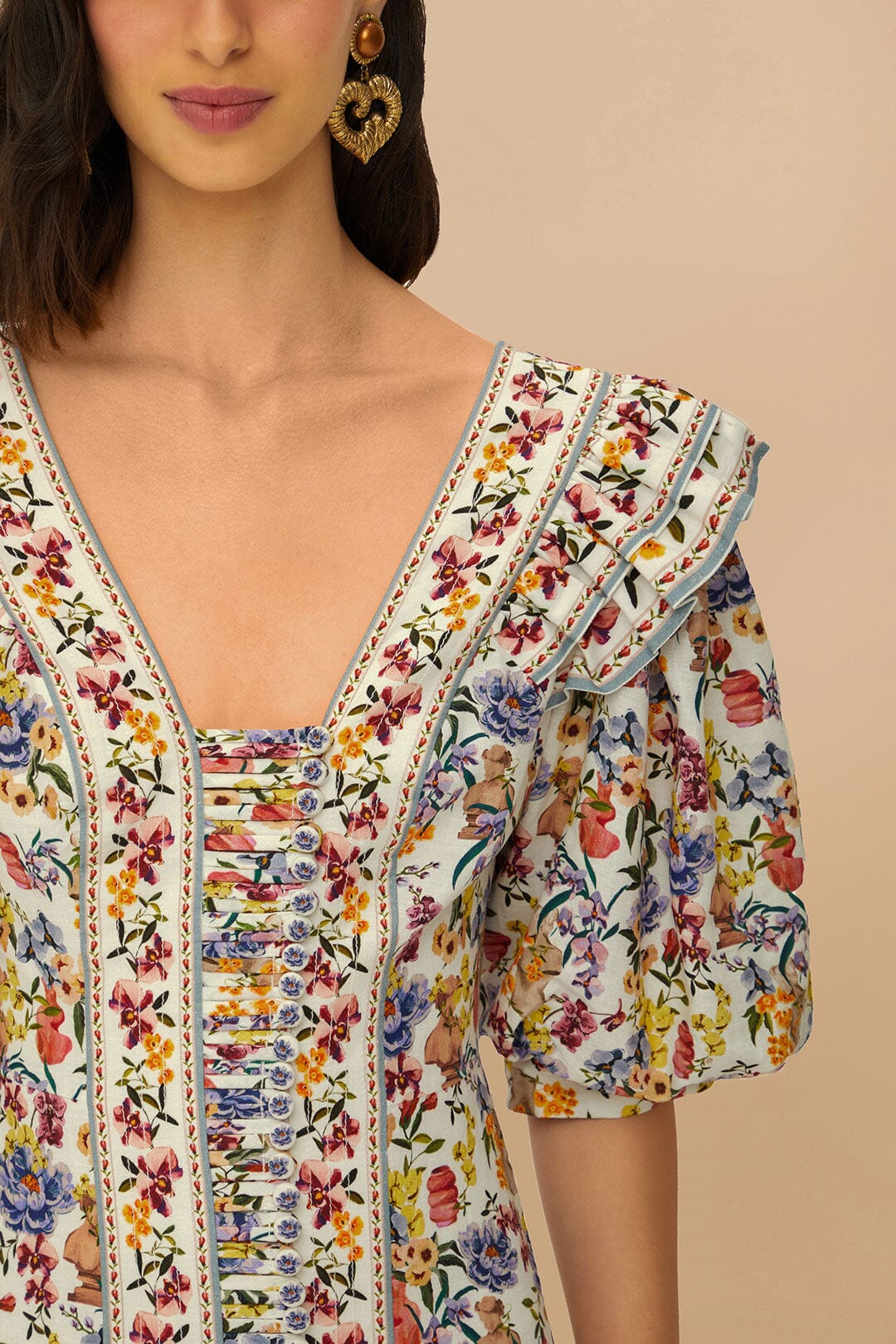 Mini vestido Off-White Greek Garden LENZING™ ECOVERO™ Euroflax™.