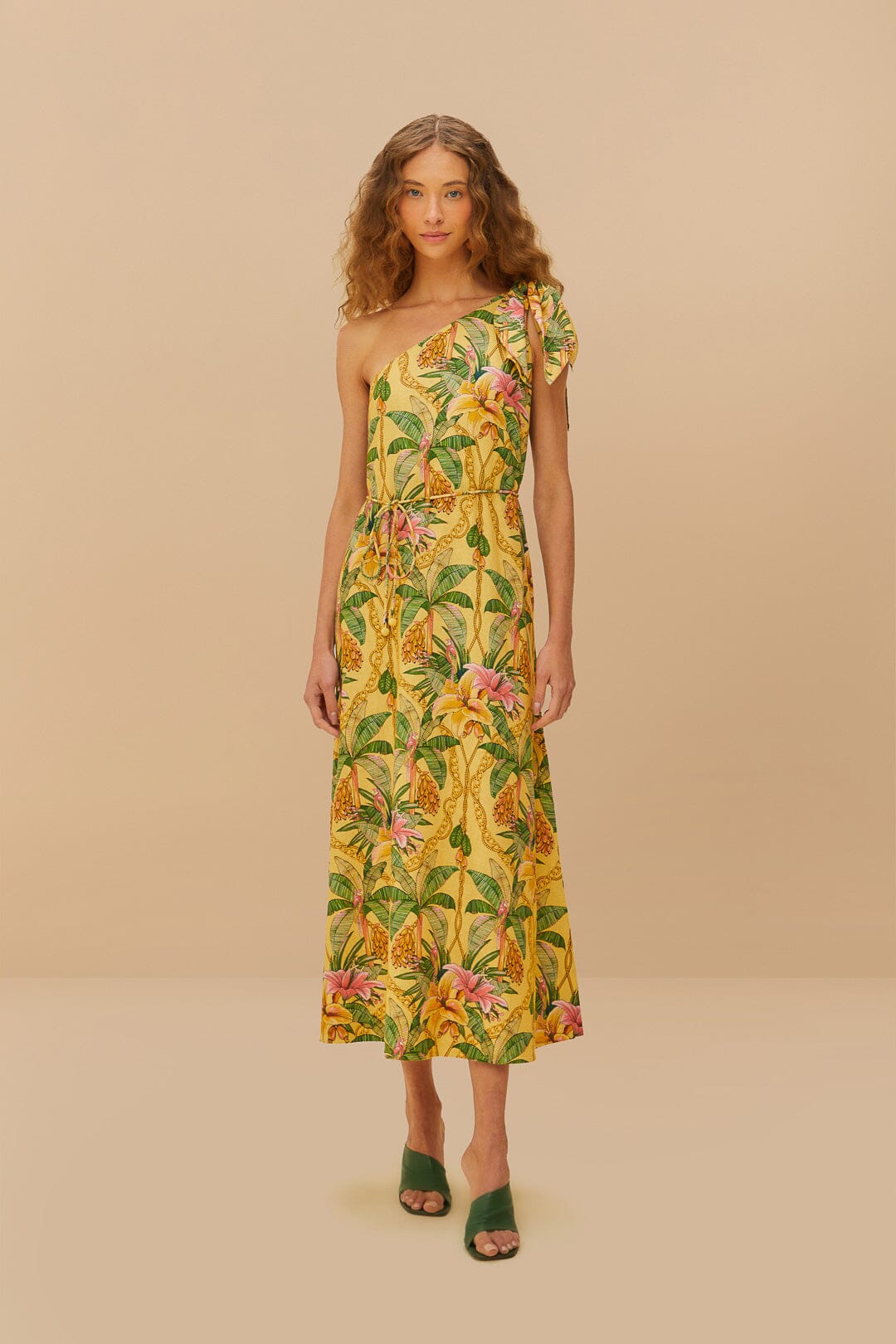 Paraíso tropical amarillo LENZING™ ECOVERO™ Euroflax™ Maxi Vestido