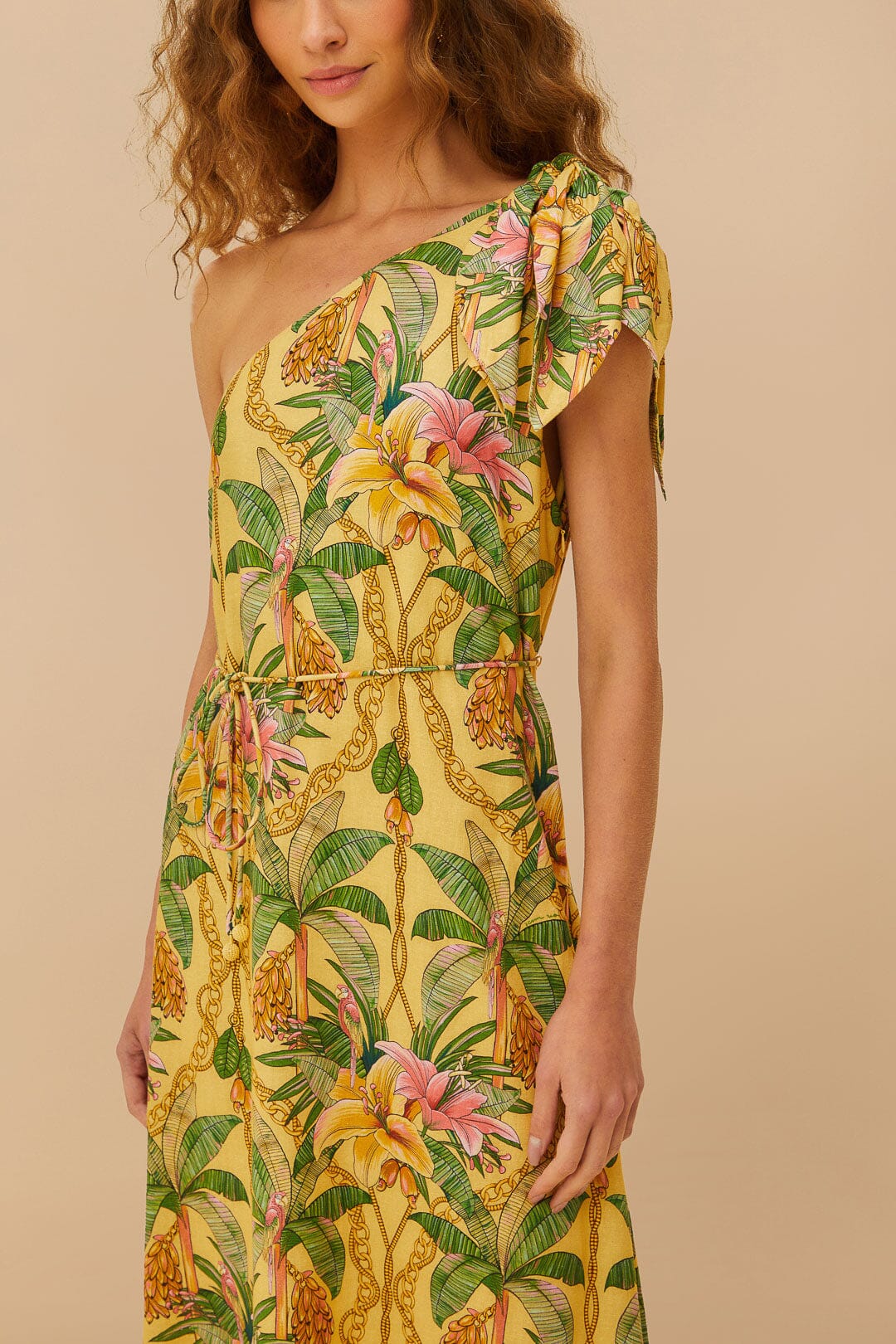 Paraíso tropical amarillo LENZING™ ECOVERO™ Euroflax™ Maxi Vestido