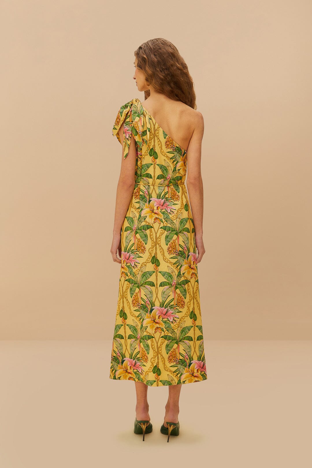 Paraíso tropical amarillo LENZING™ ECOVERO™ Euroflax™ Maxi Vestido