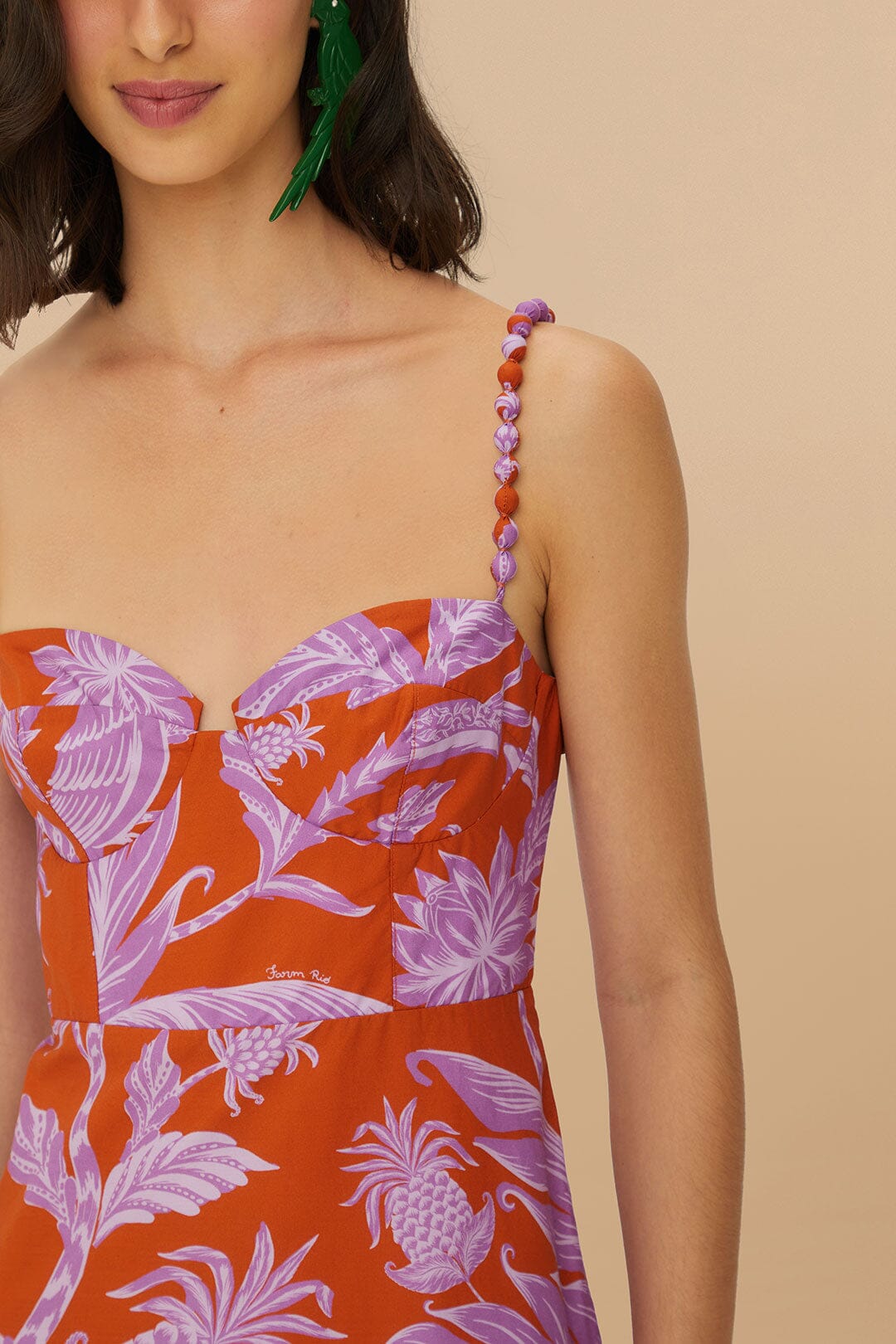 Vestido midi sin mangas Swing tropical mixto