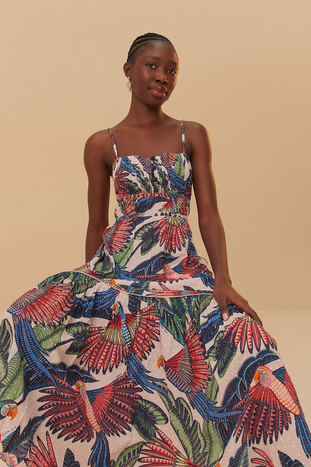 Vestido Midi Vuelo Guacamayo Rosa